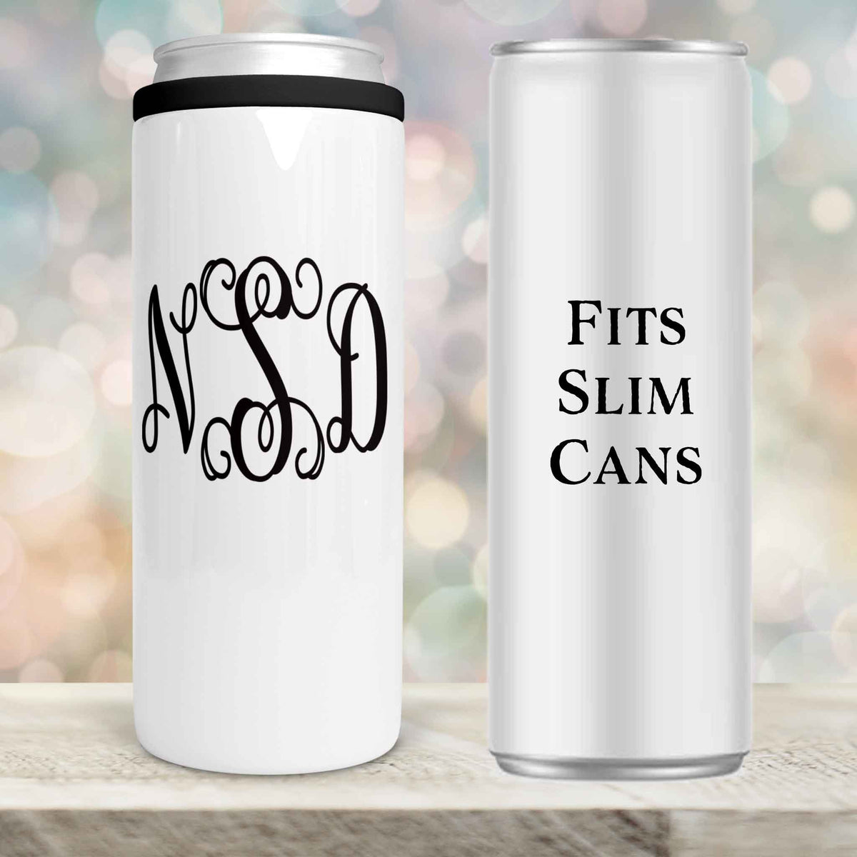 Personalized Skinny Beverage Insulator | Custom Skinny Can Cooler | Vine Monogram