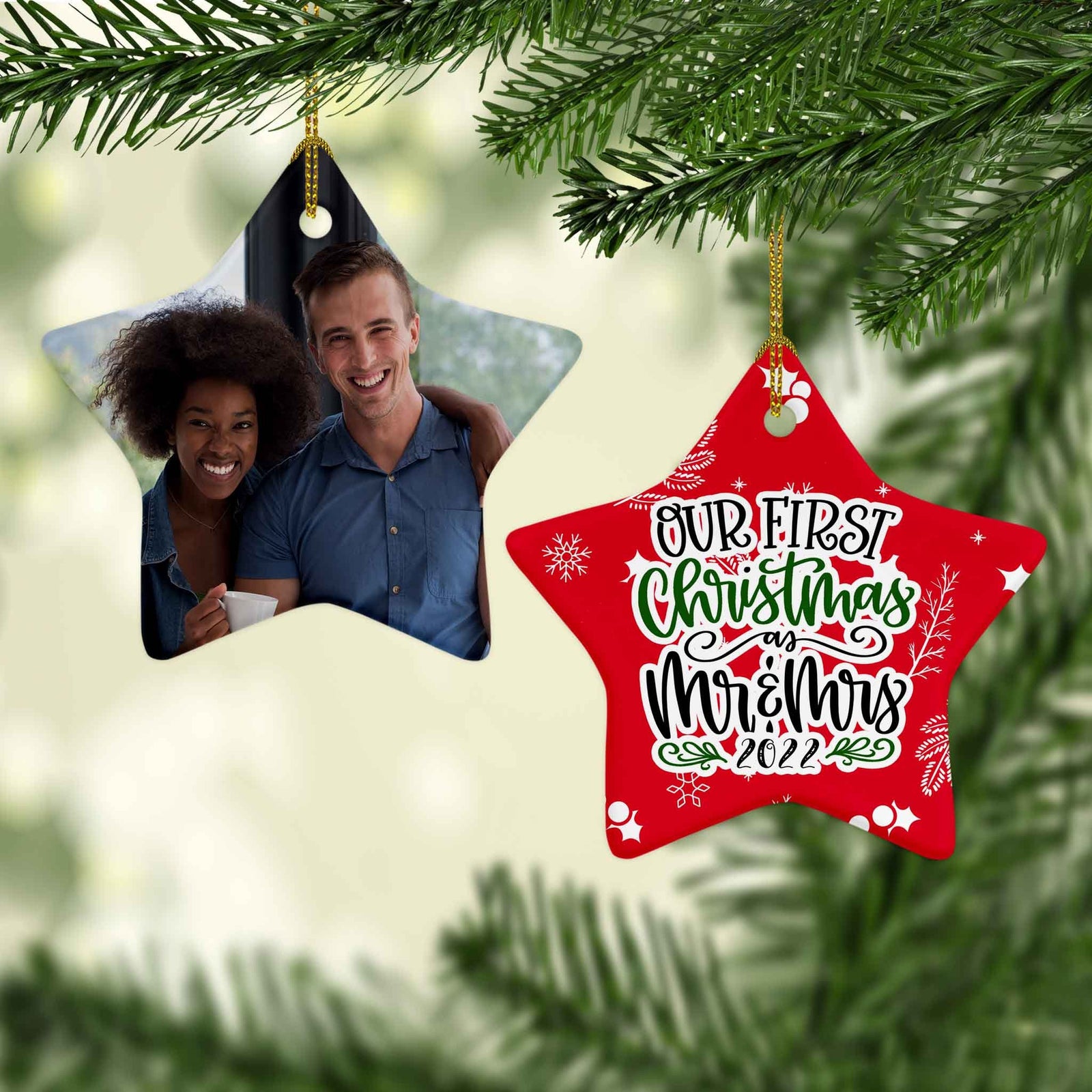 Photo Holiday Ornaments | Personalized Christmas Ornaments | Our First Christmas as Mr and Mrs Star
