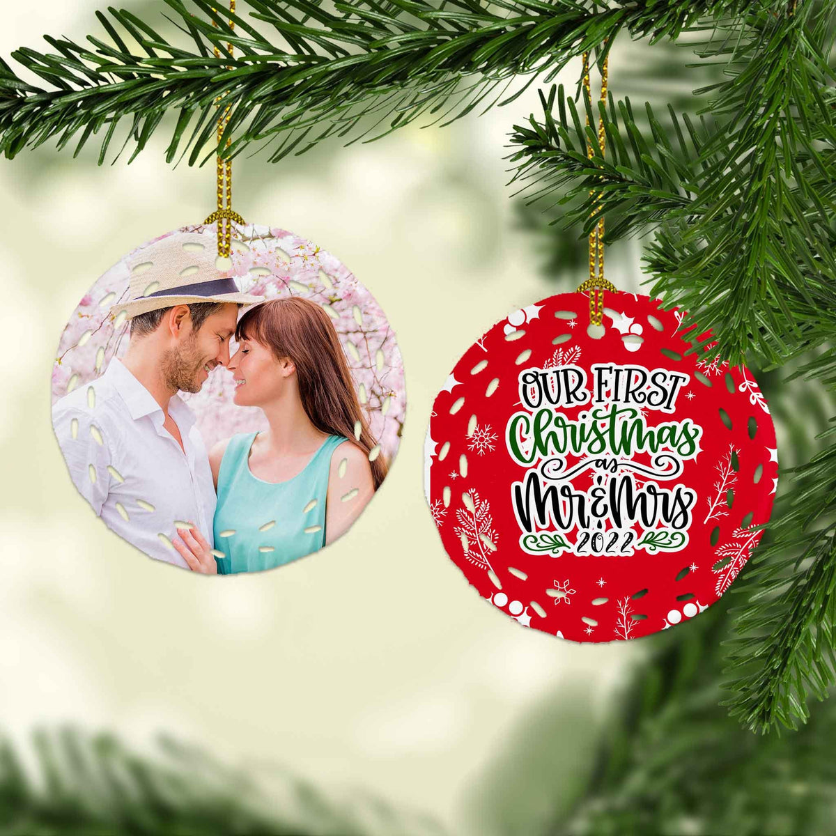 Photo Holiday Ornaments | Personalized Christmas Ornaments | Our First Christmas as Mr and Mrs Star