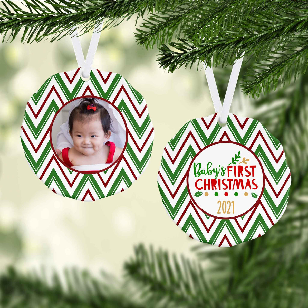 Photo Holiday Ornaments | Personalized Christmas Ornaments | Babys First Christmas Round