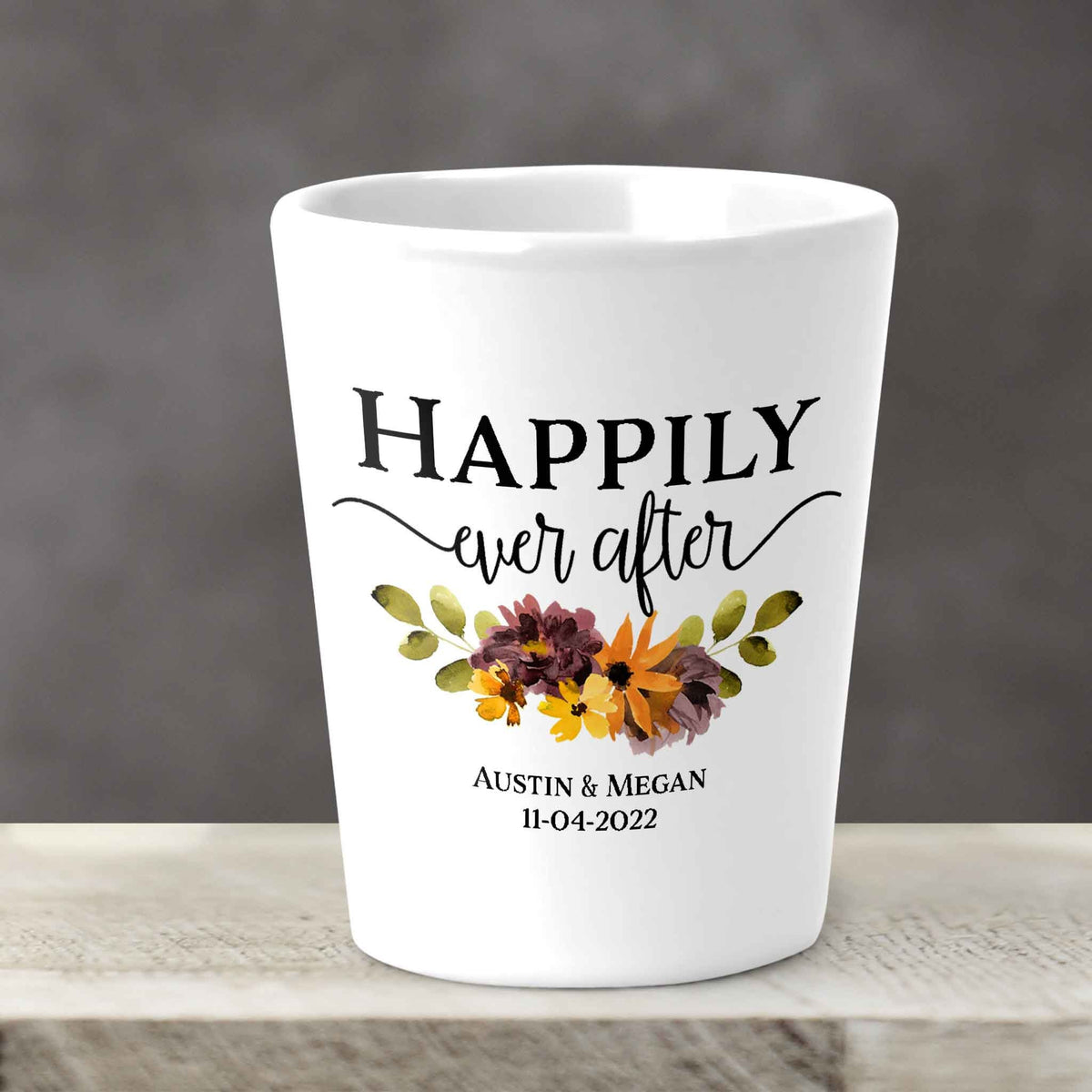 Custom Shot Glass | Personalized Shot Glass | Happily Ever After All Fall Floral