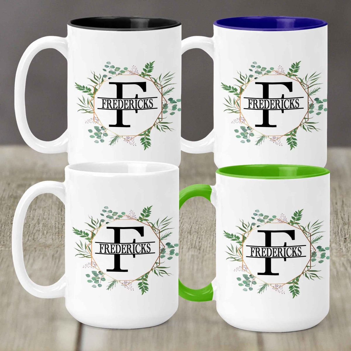 Custom Coffee Mug | Personalized Coffee Mug | Spring Wreath