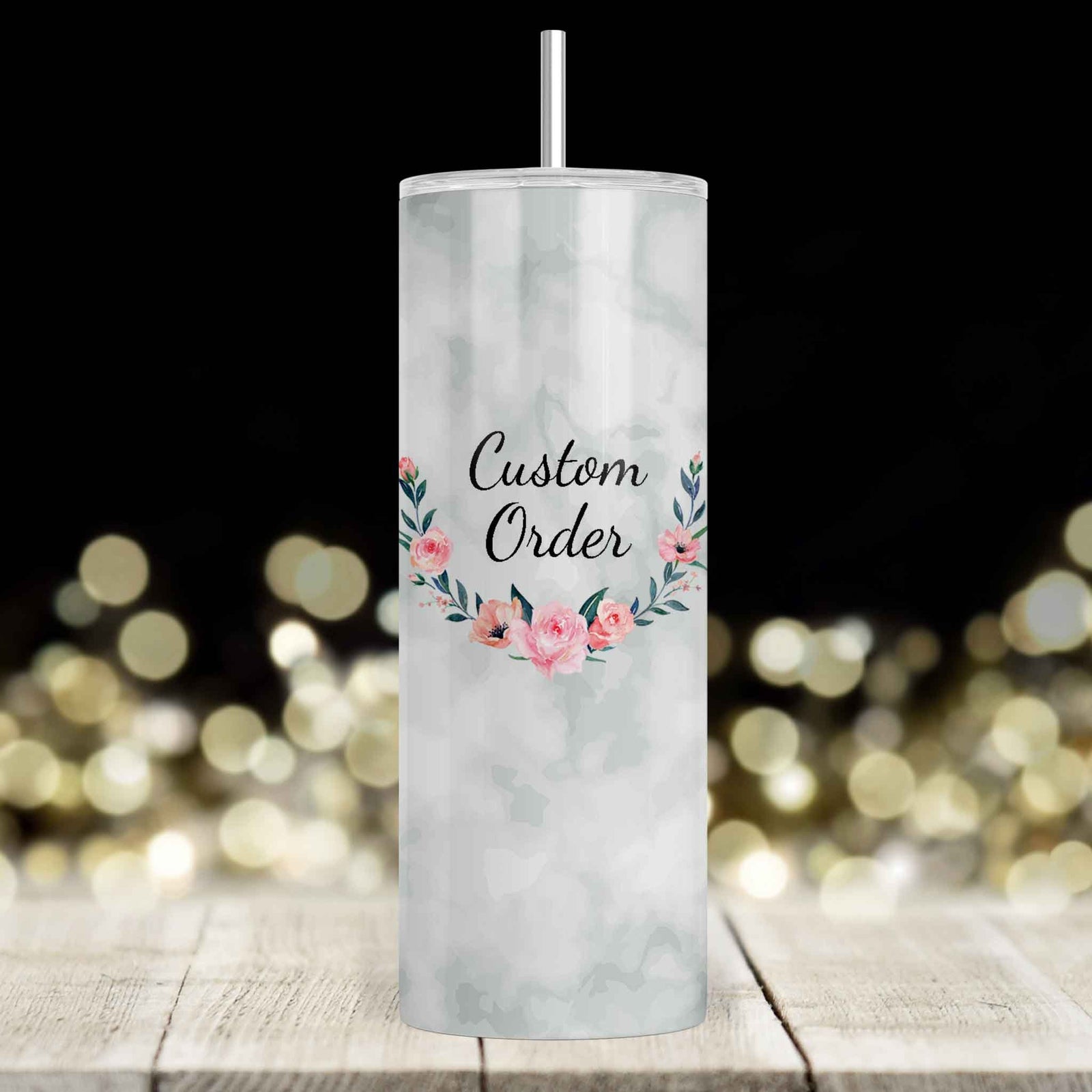 Personalized Skinny Tumbler | Custom Tumbler with Metal Straw | Custom Order