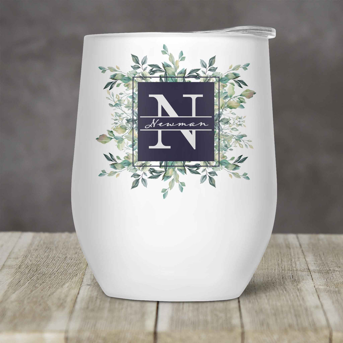 Personalized Stemless Wine Tumbler | Custom Wine Gifts | Wine Glass | Succulent Bouquet
