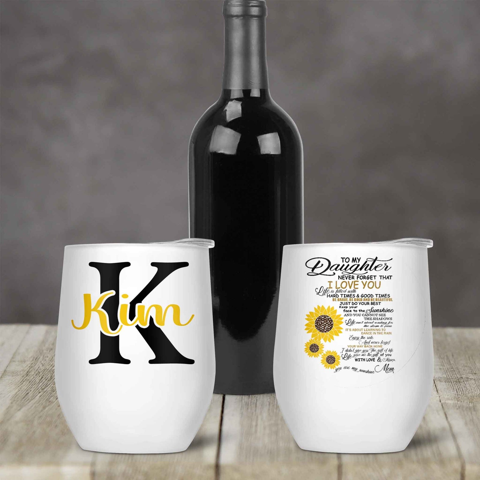 Personalized Stemless Wine Tumbler | Custom Wine Gifts | Wine Glass | To My Daughter