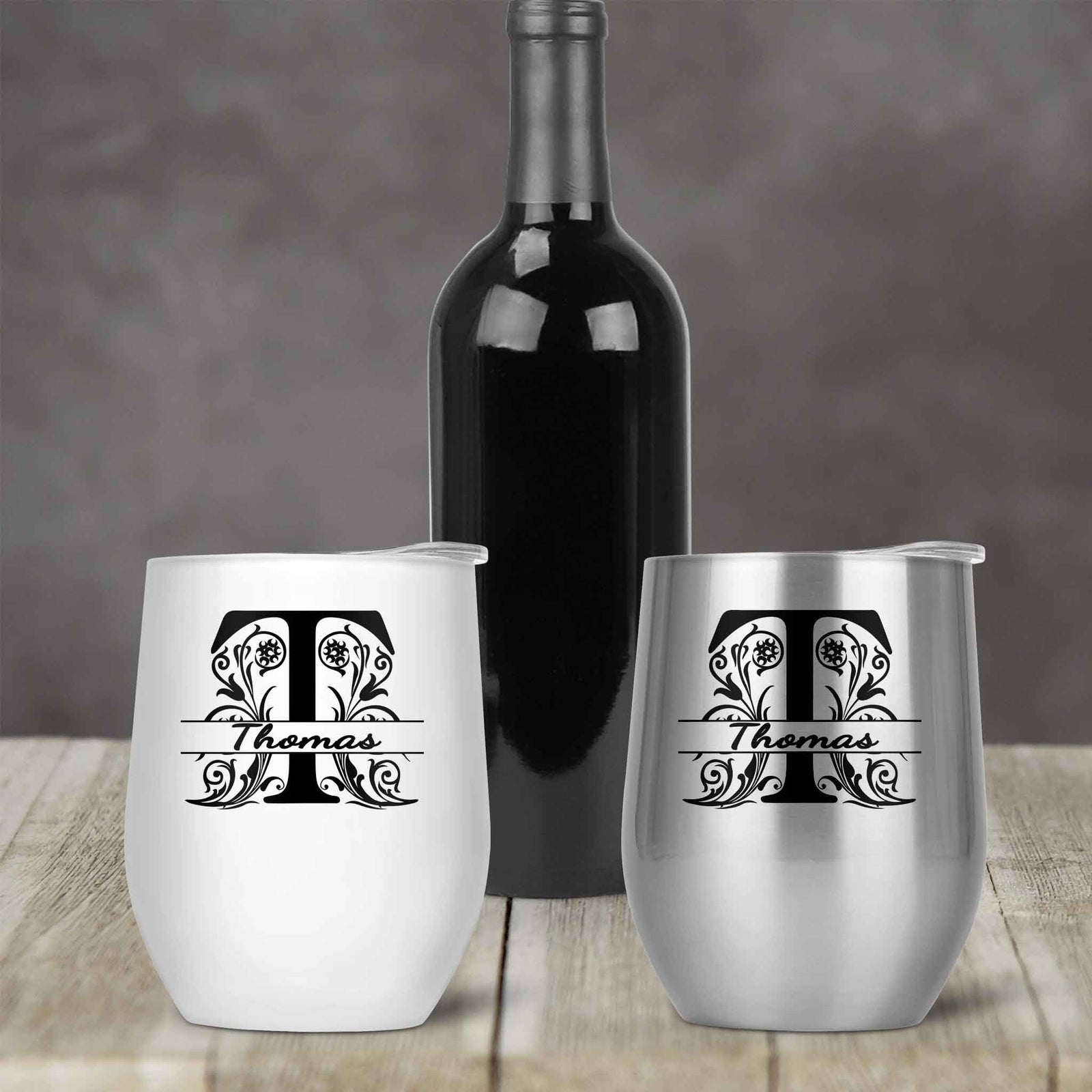 Personalized Stemless Wine Tumbler | Custom Wine Gifts | Wine Glass | Regal Monogram