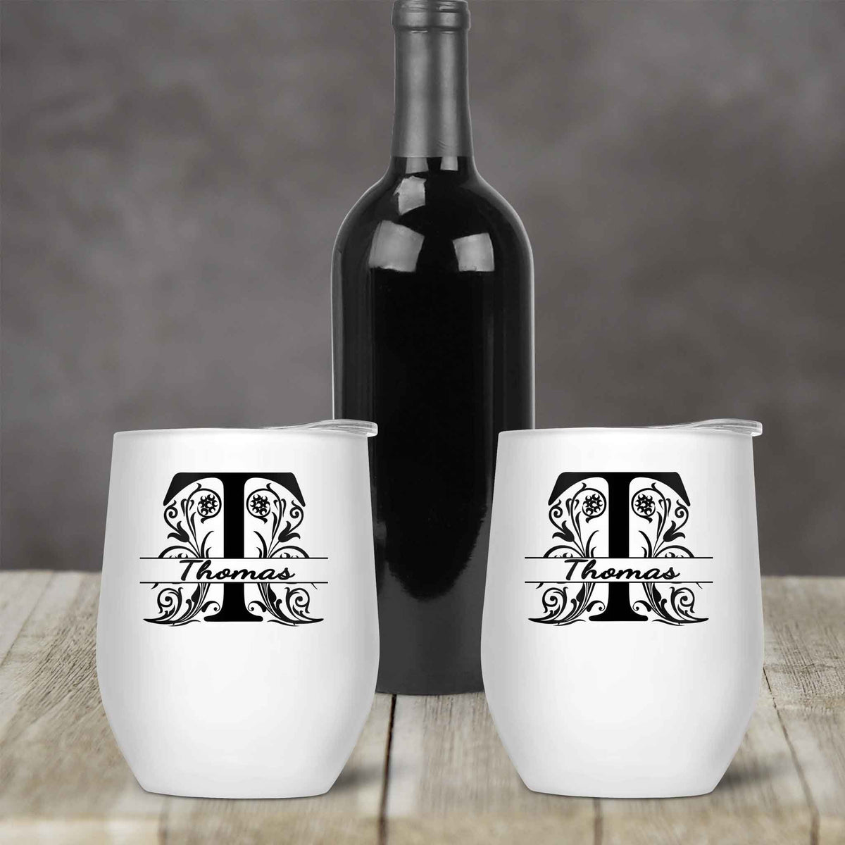 Personalized Stemless Wine Tumbler | Custom Wine Gifts | Wine Glass | Regal Monogram