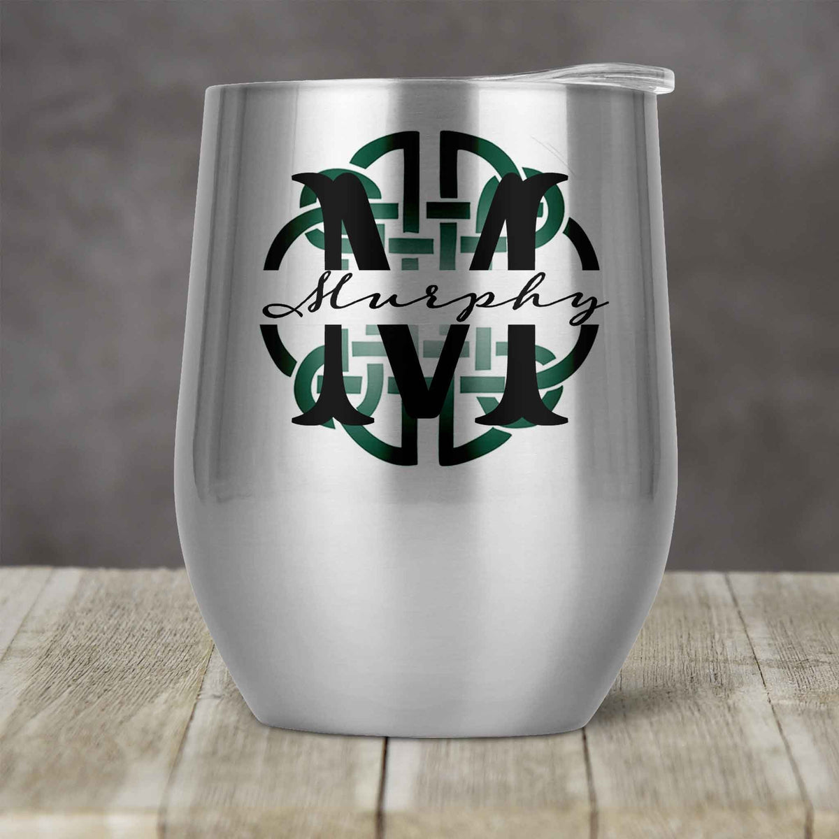 Personalized Stemless Wine Tumbler | Custom Wine Gifts | Wine Glass | Celtic Knot