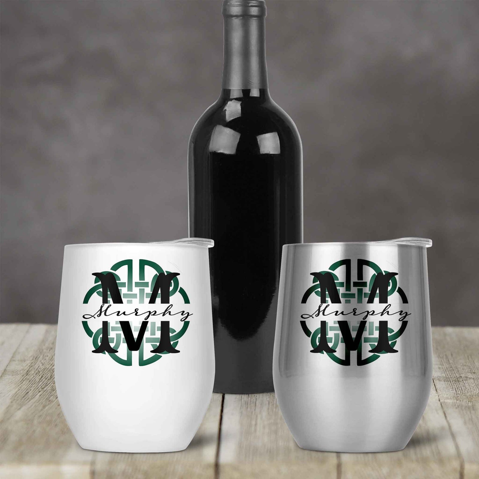 Personalized Stemless Wine Tumbler | Custom Wine Gifts | Wine Glass | Celtic Knot