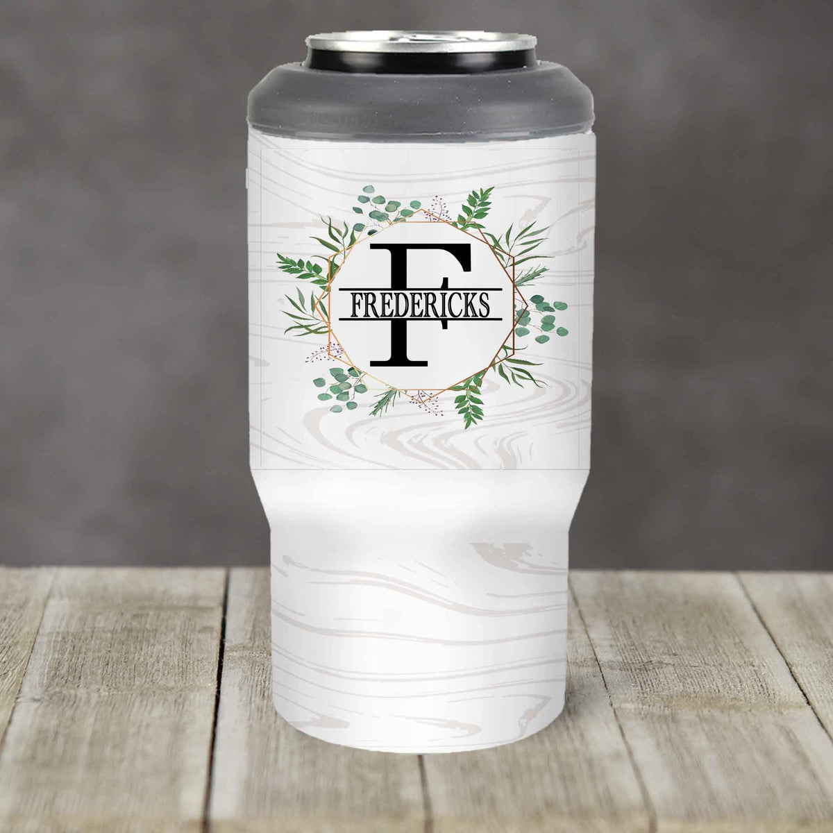 Custom Skinny Beverage Insulator | Personalized Tumbler | Spring Wreath