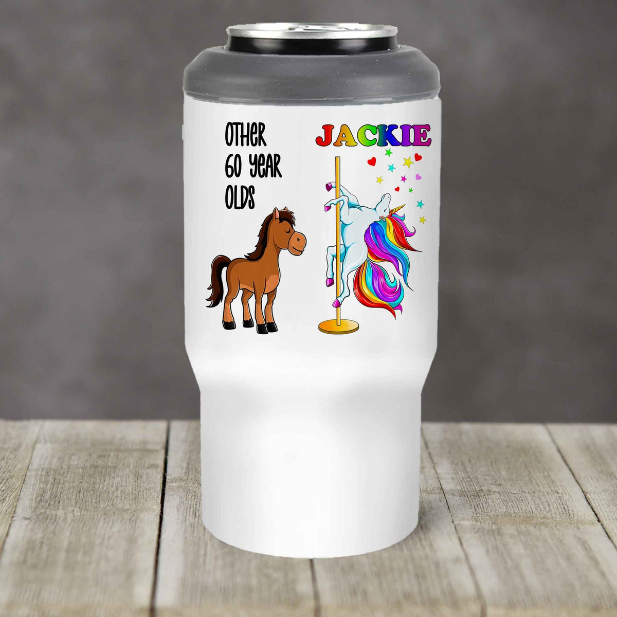 Custom Skinny Beverage Insulator | Personalized Tumbler | Unicorn Birthday Dancer