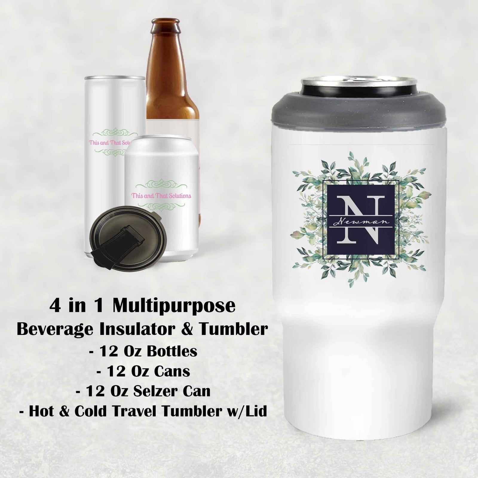 Custom Skinny Beverage Insulator | Personalized Tumbler | Succelent Bouquet