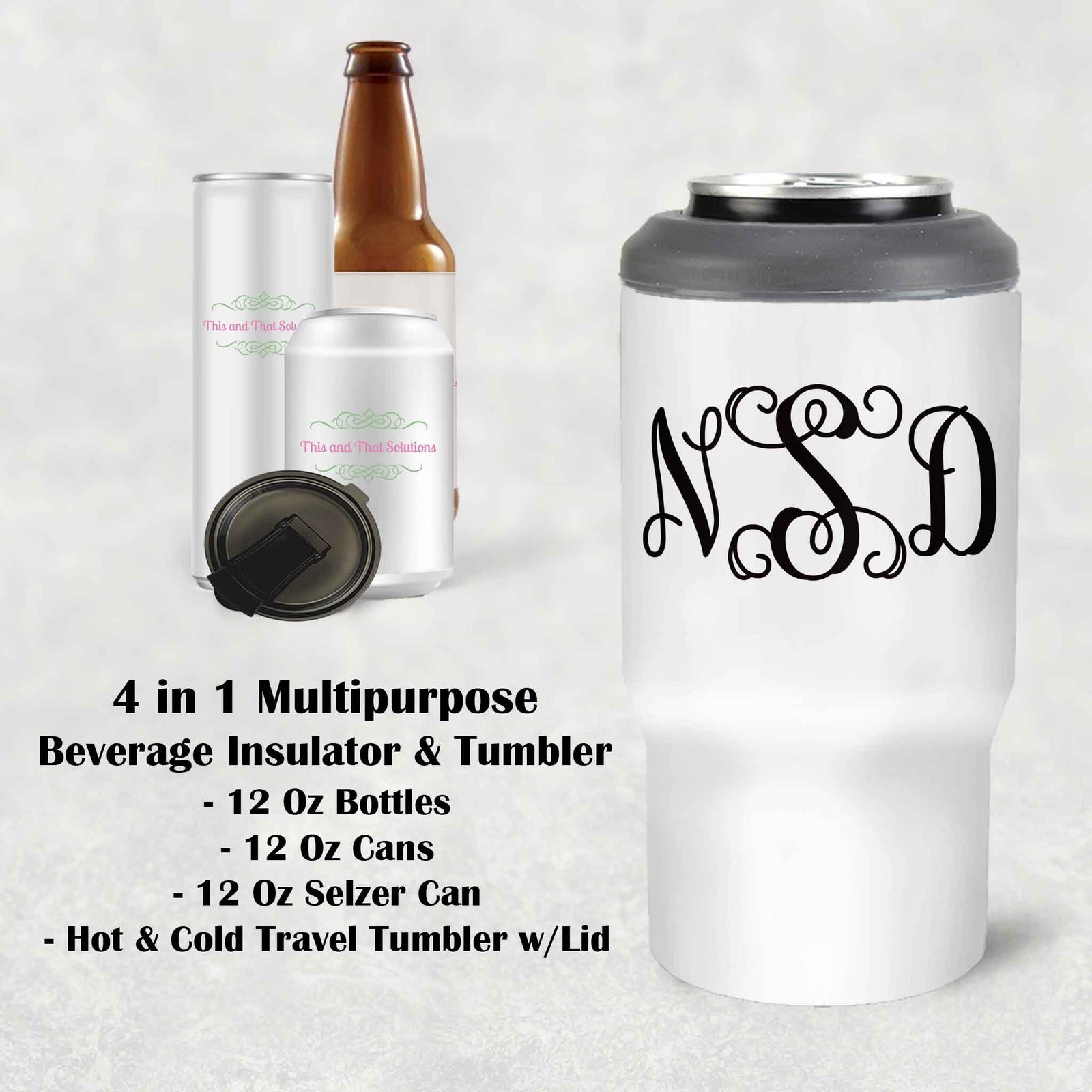 Custom Skinny Beverage Insulator | Personalized Tumbler | Vine Monogram