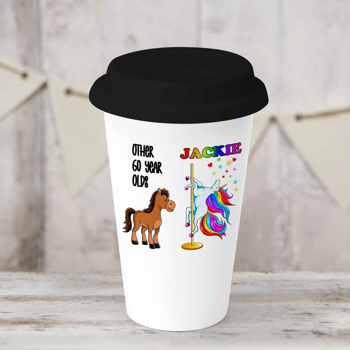 Custom Coffee Tumbler | Personalized Coffee Travel Mug | Birthday Unicorn Dancer