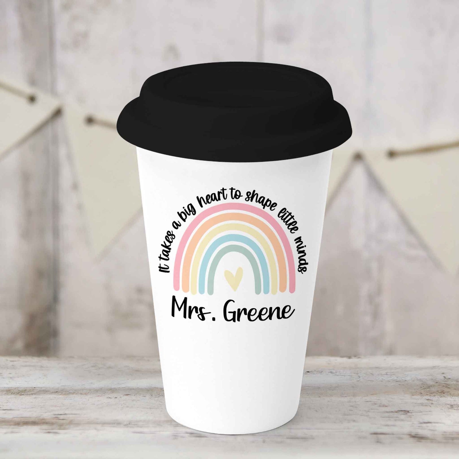 Custom Coffee Tumbler | Personalized Coffee Travel Mug | Teacher It takes a big heart