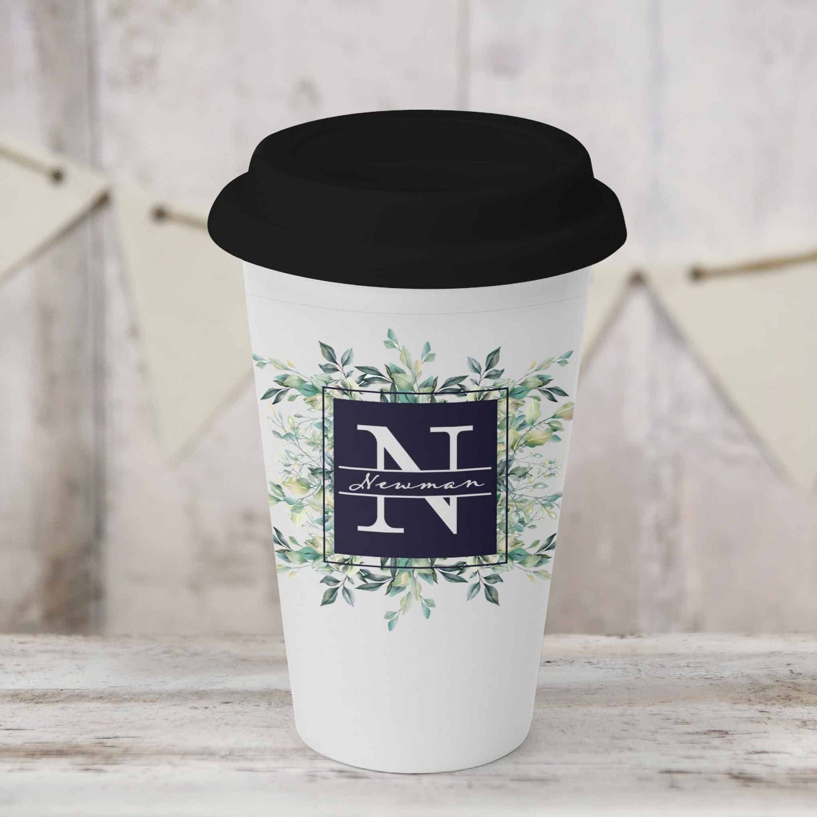 Custom Coffee Tumbler | Personalized Coffee Travel Mug | Succelent Bouquet