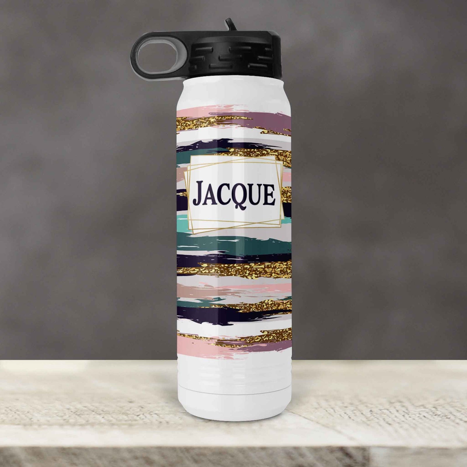Personalized Water Bottles | Custom Stainless Steel Water Bottles | 30 oz | Blue & Pink Brushstroke