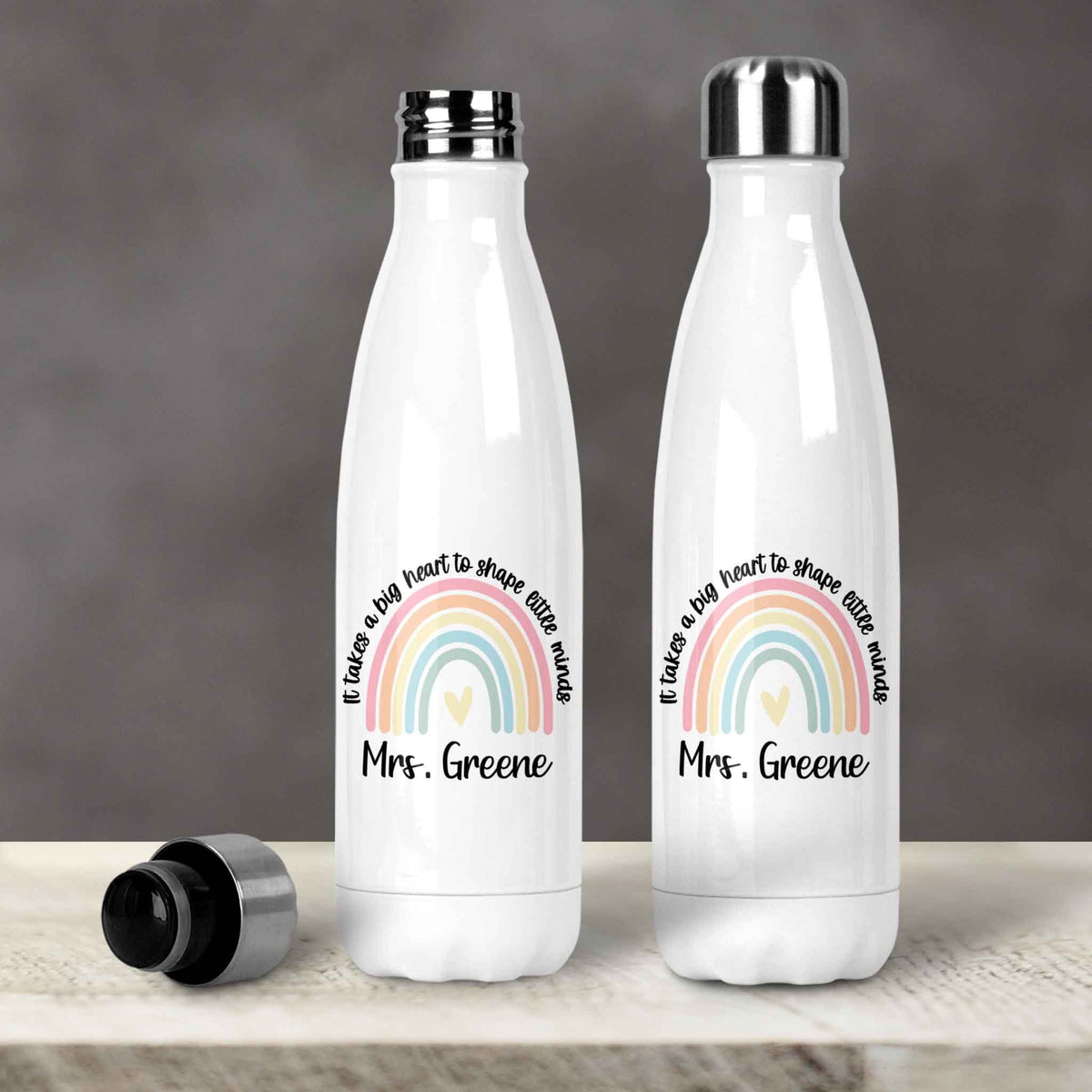 Personalized Water Bottles | Custom Stainless Steel Water Bottles | 20 oz | Teacher It takes a big heart