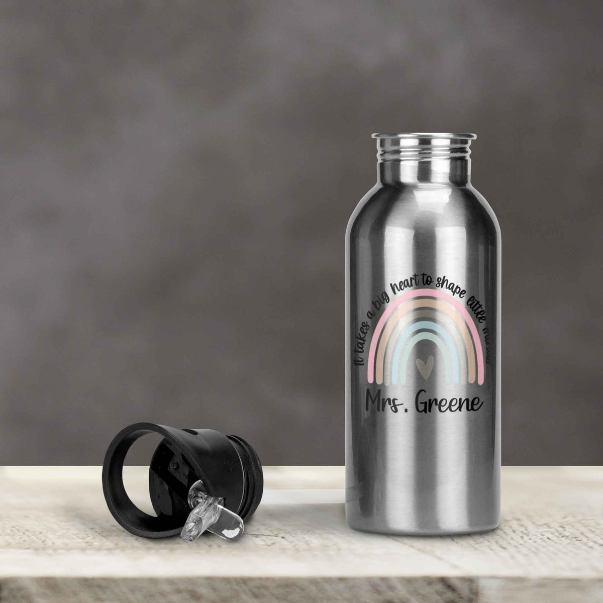 Personalized Water Bottles | Custom Stainless Steel Water Bottles | 20 oz | Teacher It takes a big heart