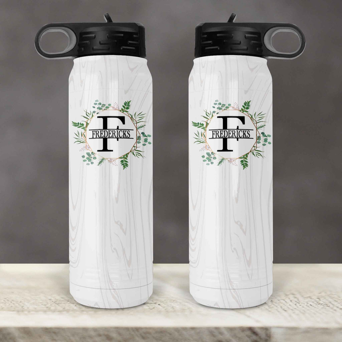 Personalized Water Bottles | Custom Stainless Steel Water Bottles | 20 oz | Spring Wreath