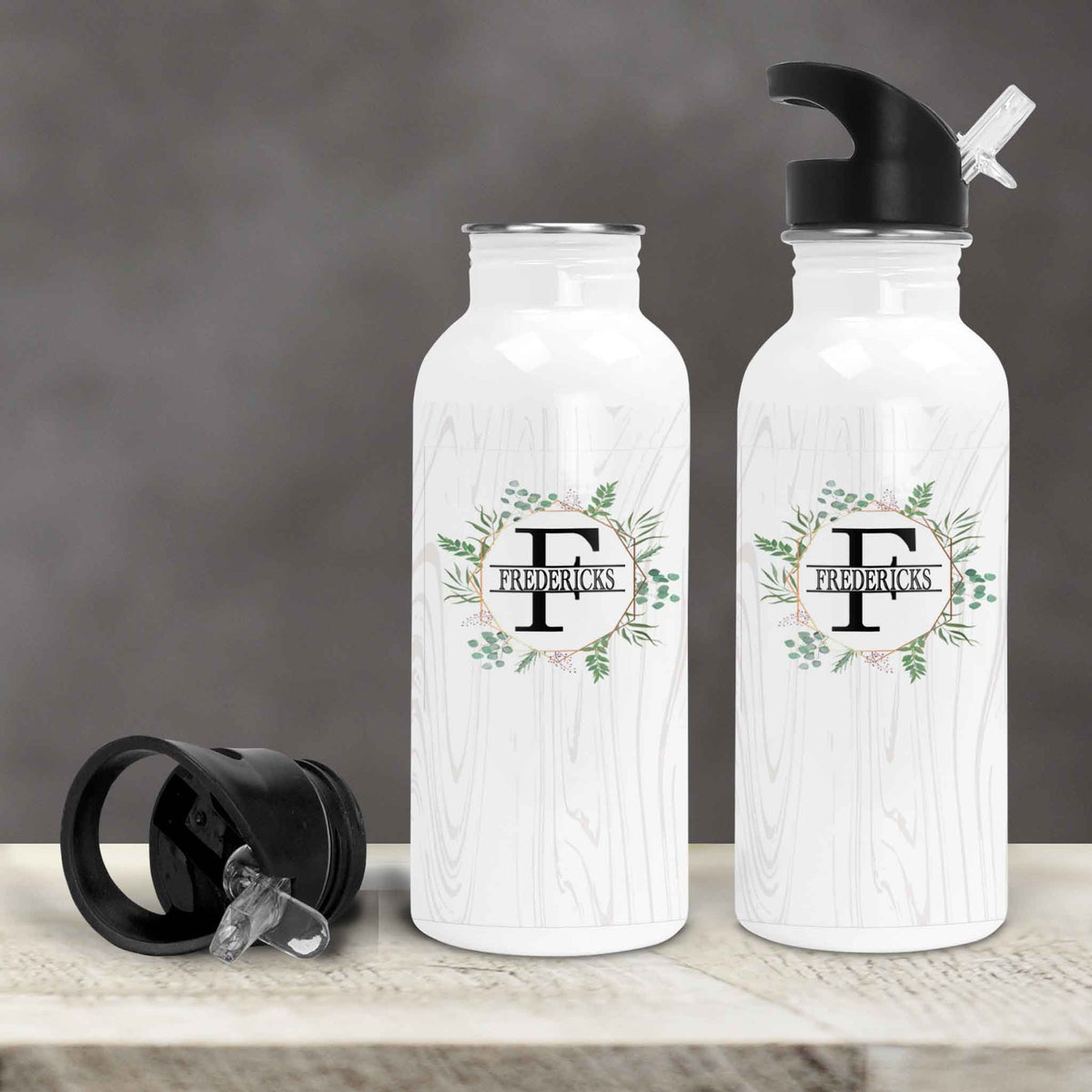 Personalized Water Bottles | Custom Stainless Steel Water Bottles | 17 oz Soda | Spring Wreath