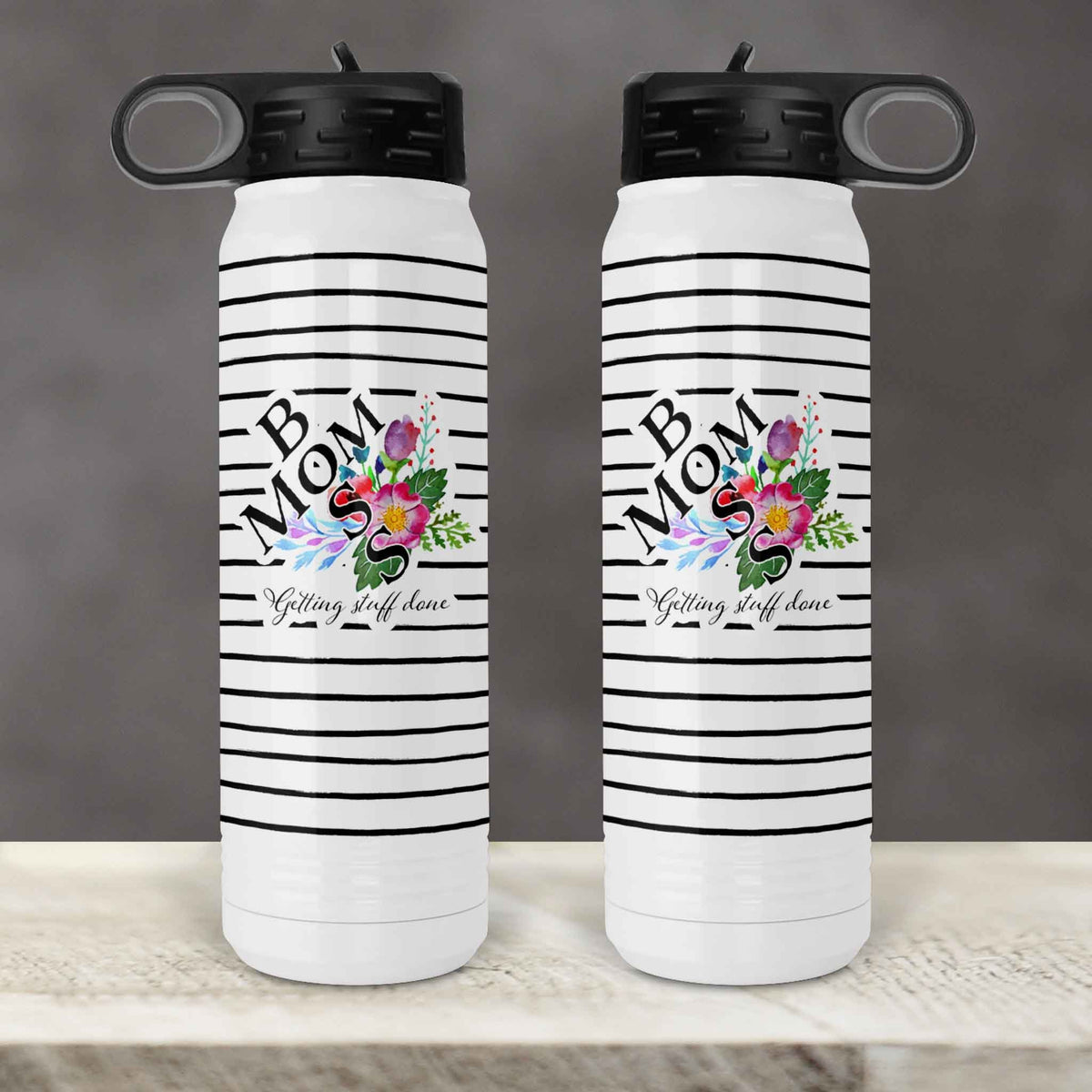 Personalized Water Bottles | Custom Stainless Steel Water Bottles | 30 oz | Mom Boss