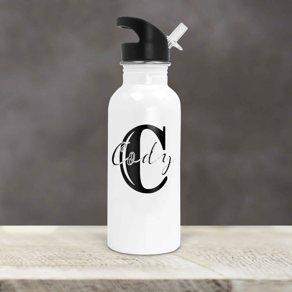 Personalized Water Bottles | Custom Stainless Steel Water Bottles | 30 oz | Rustic Monogram