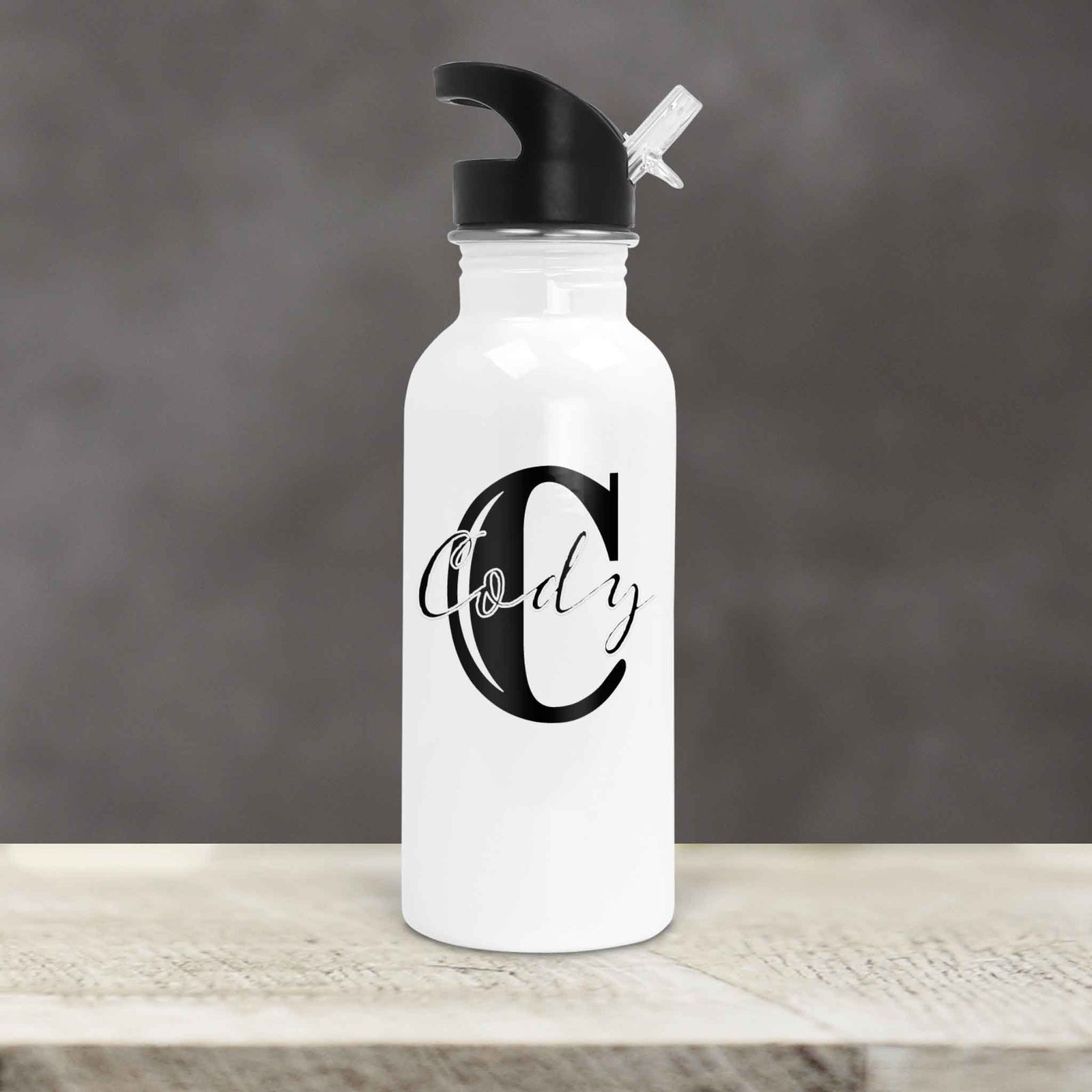Personalized Water Bottles | Custom Stainless Steel Water Bottles | 20 oz | Rustic Monogram