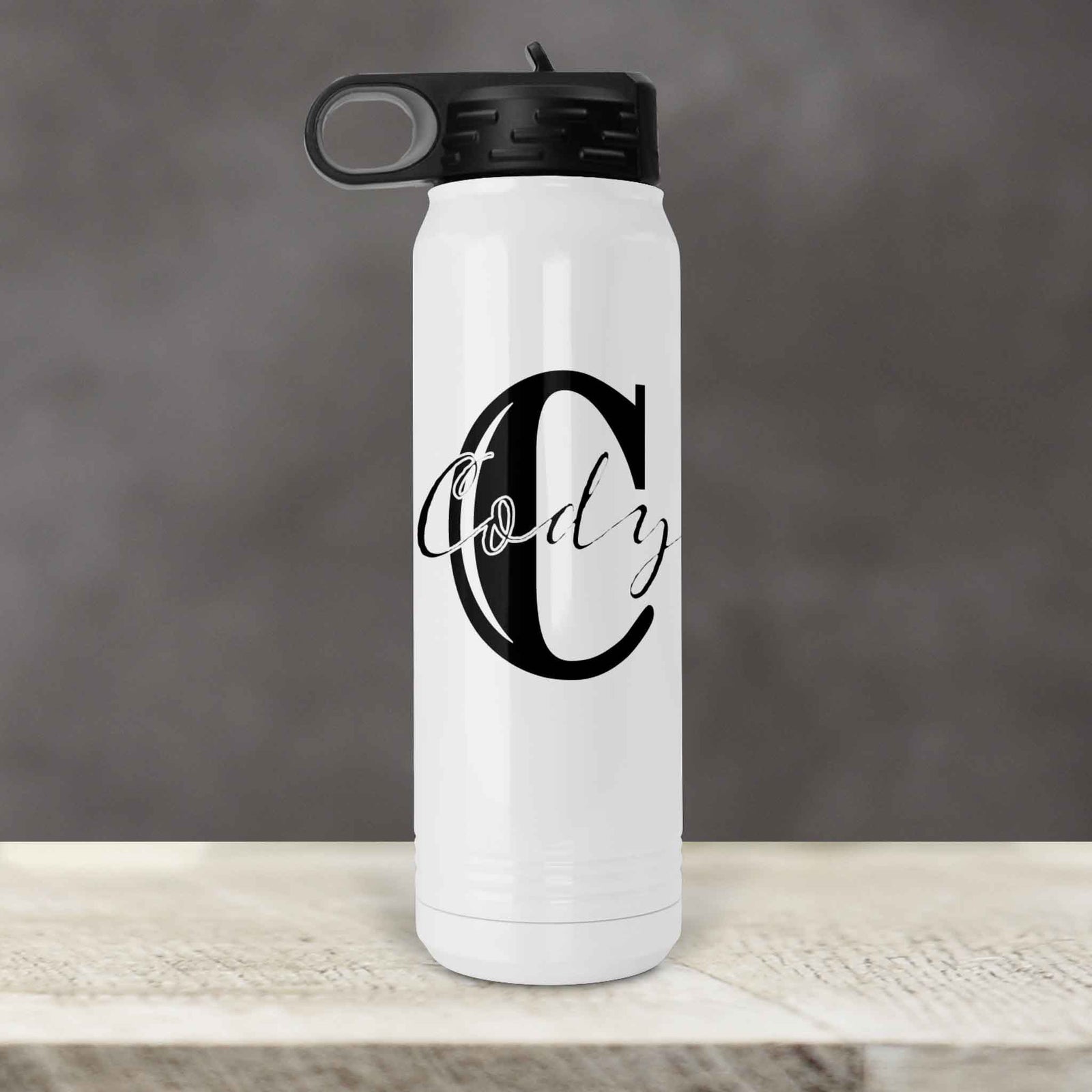 Personalized Water Bottles | Custom Stainless Steel Water Bottles | 30 oz | Rustic Monogram