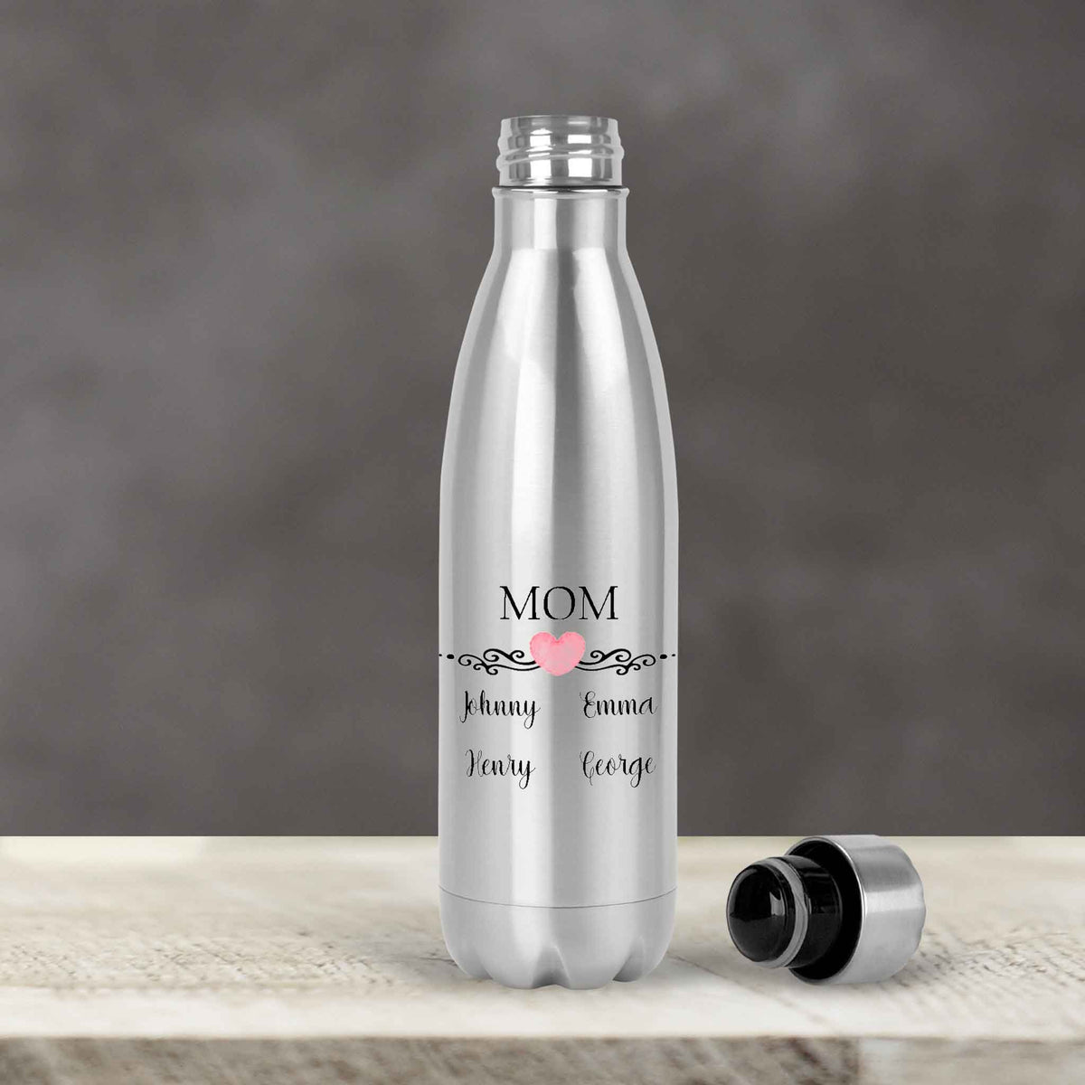 Personalized Water Bottles | Custom Stainless Steel Water Bottles | 17 oz Soda | Mom
