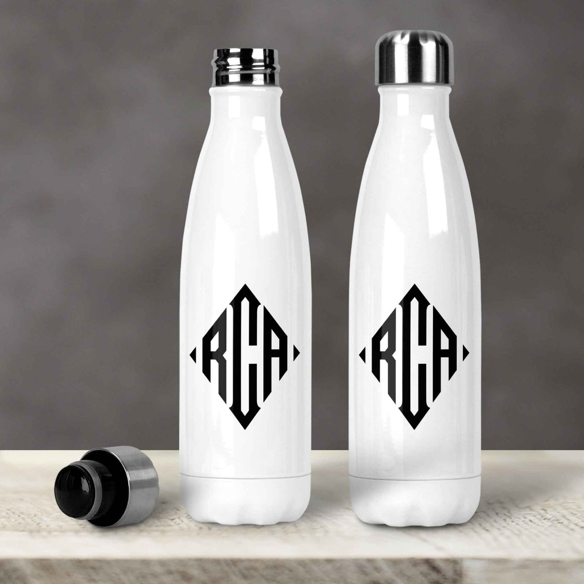 Personalized Water Bottles | Custom Stainless Steel Water Bottles | 20 oz | Diamond Monogram