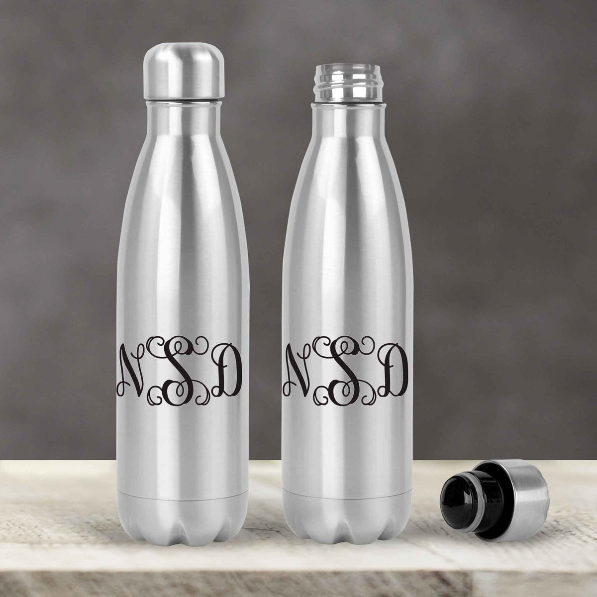Personalized Water Bottles | Custom Stainless Steel Water Bottles | 17 oz Soda | Vine Monogram