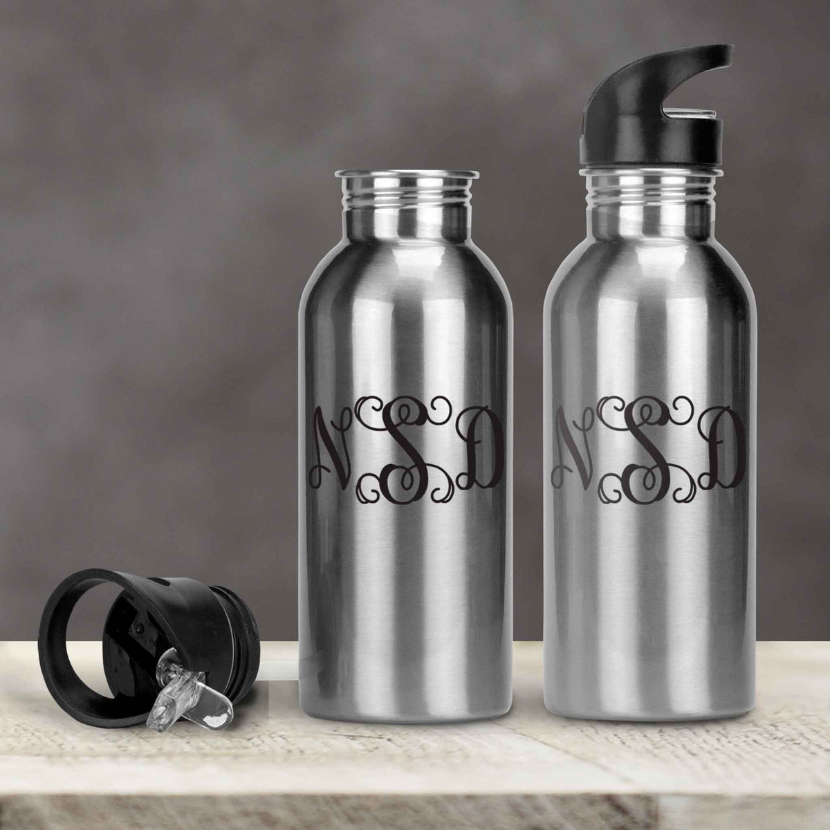 Personalized Water Bottles | Custom Stainless Steel Water Bottles | 20 oz | Vine Monogram