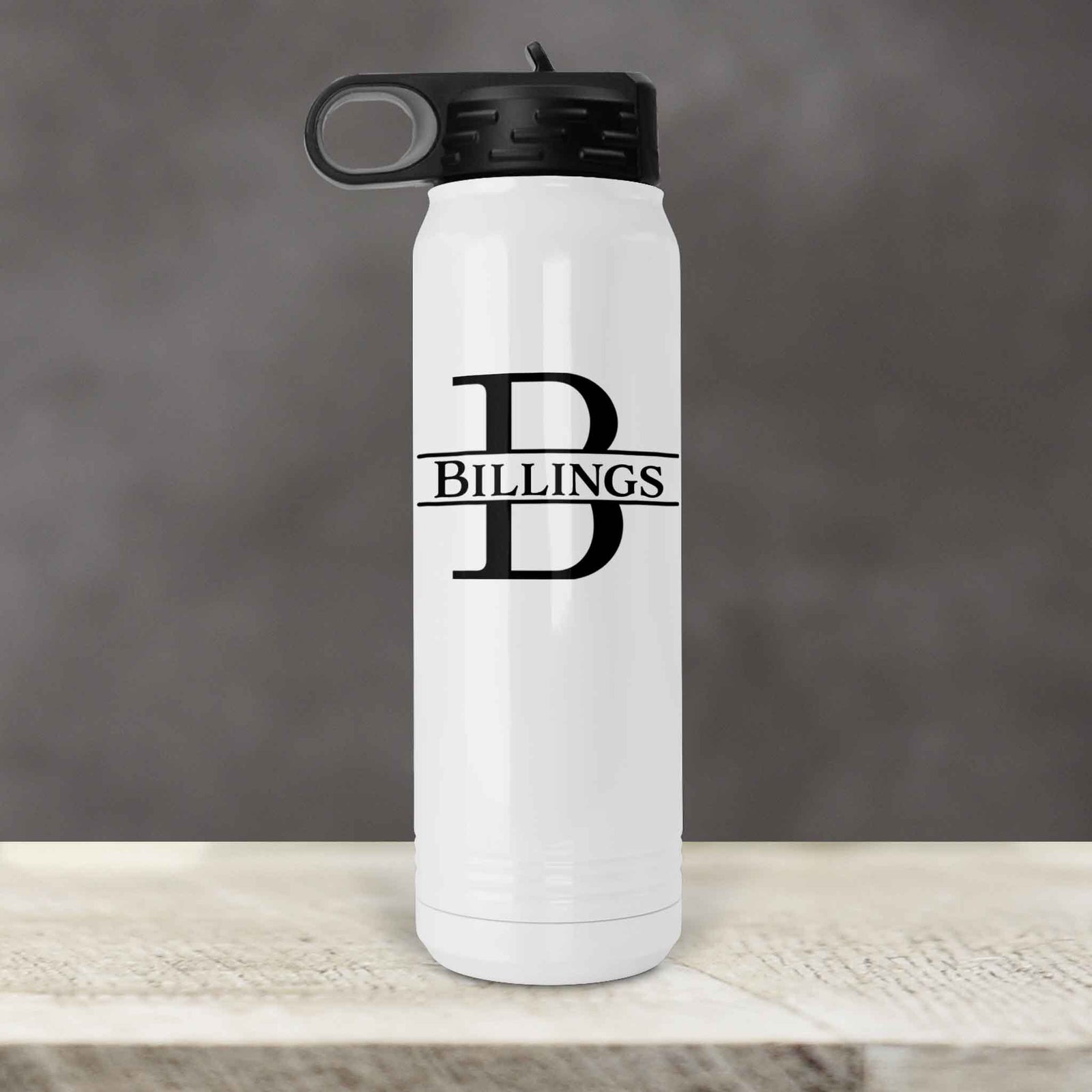 Personalized Water Bottles | Custom Stainless Steel Water Bottles | 30 oz | Split Letter Monogram