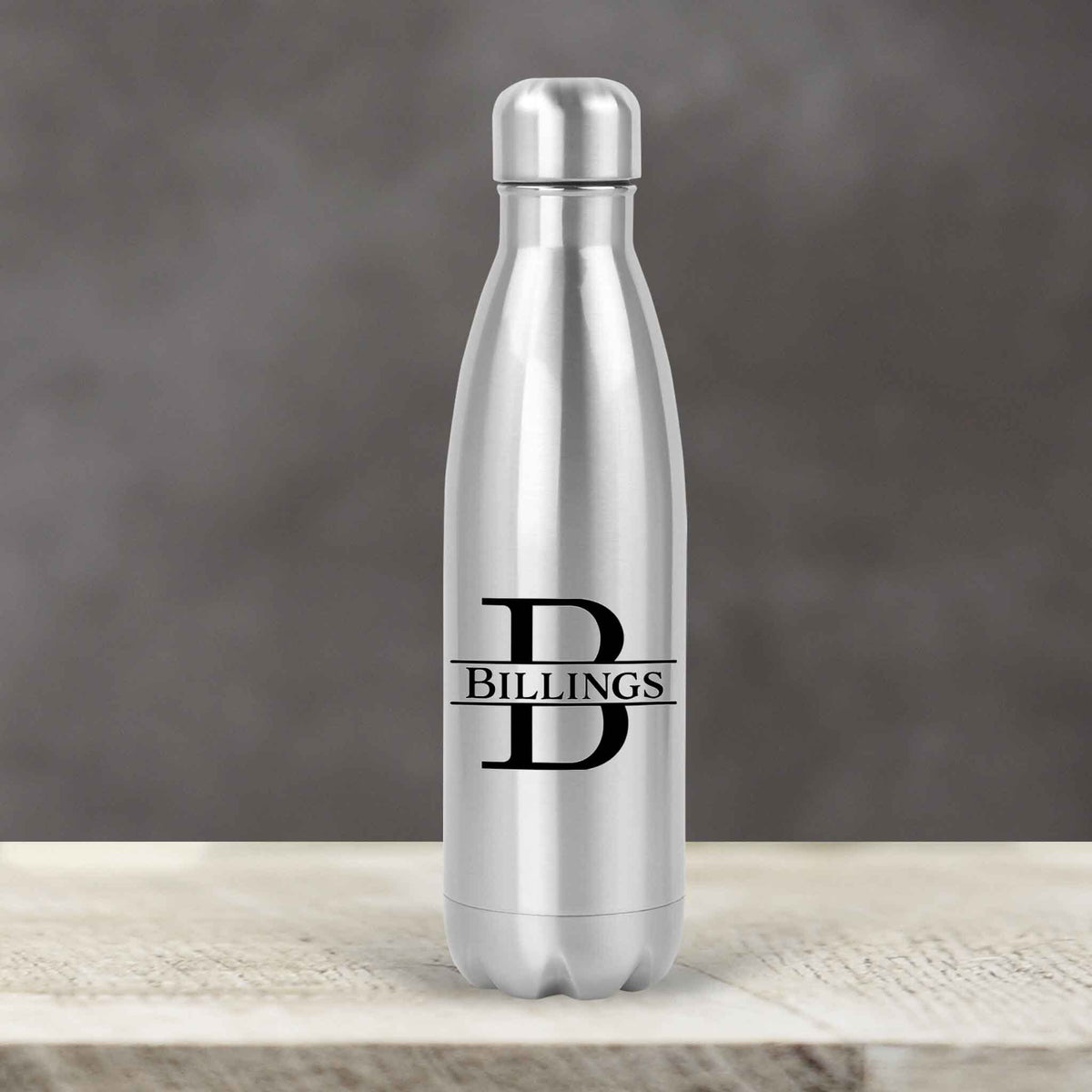 Personalized Water Bottles | Custom Stainless Steel Water Bottles | 20 oz | Split Letter Monogram