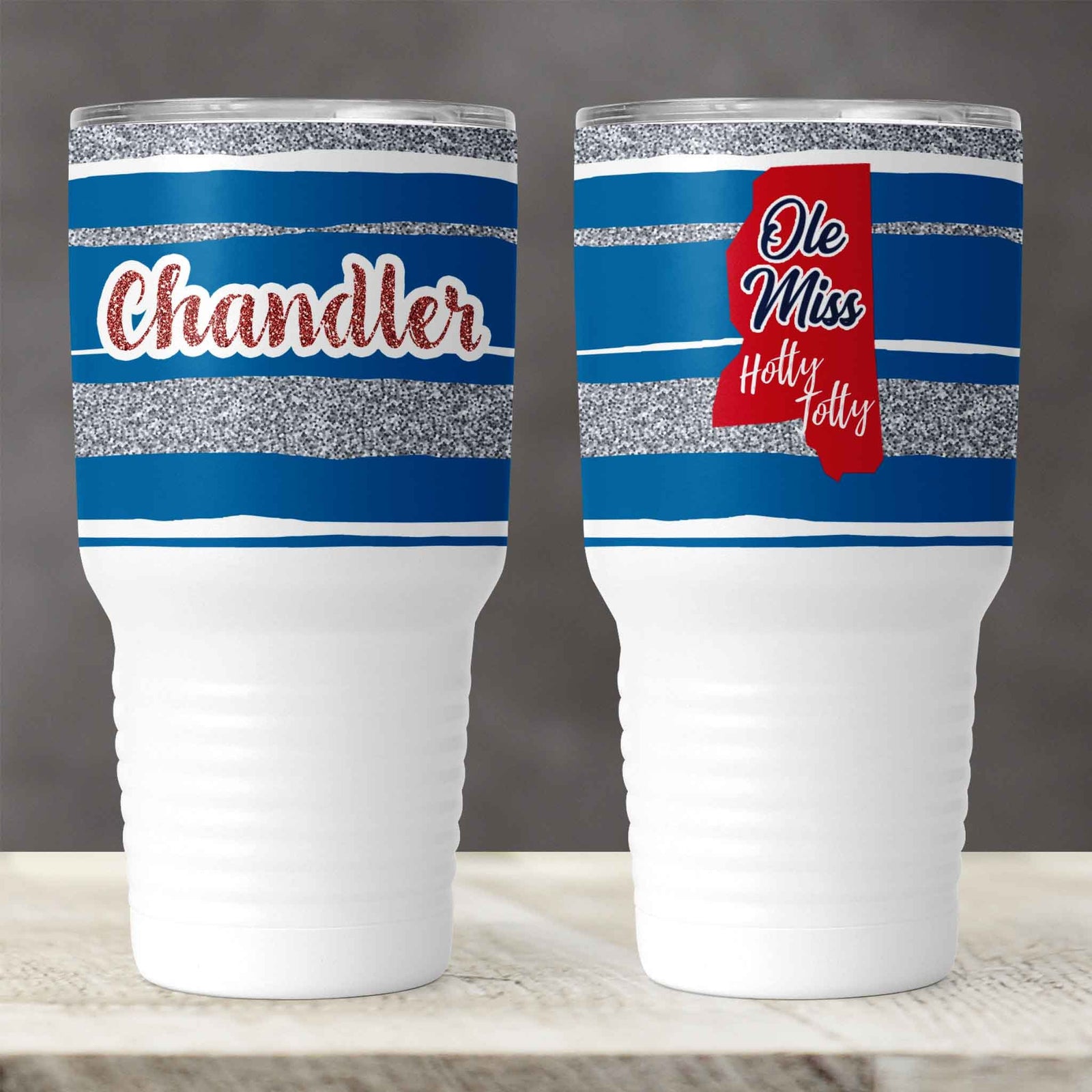 Personalized Tumbler | Custom Insulated Tumbler | Ringneck Travel Mug | Ole Miss Glitter