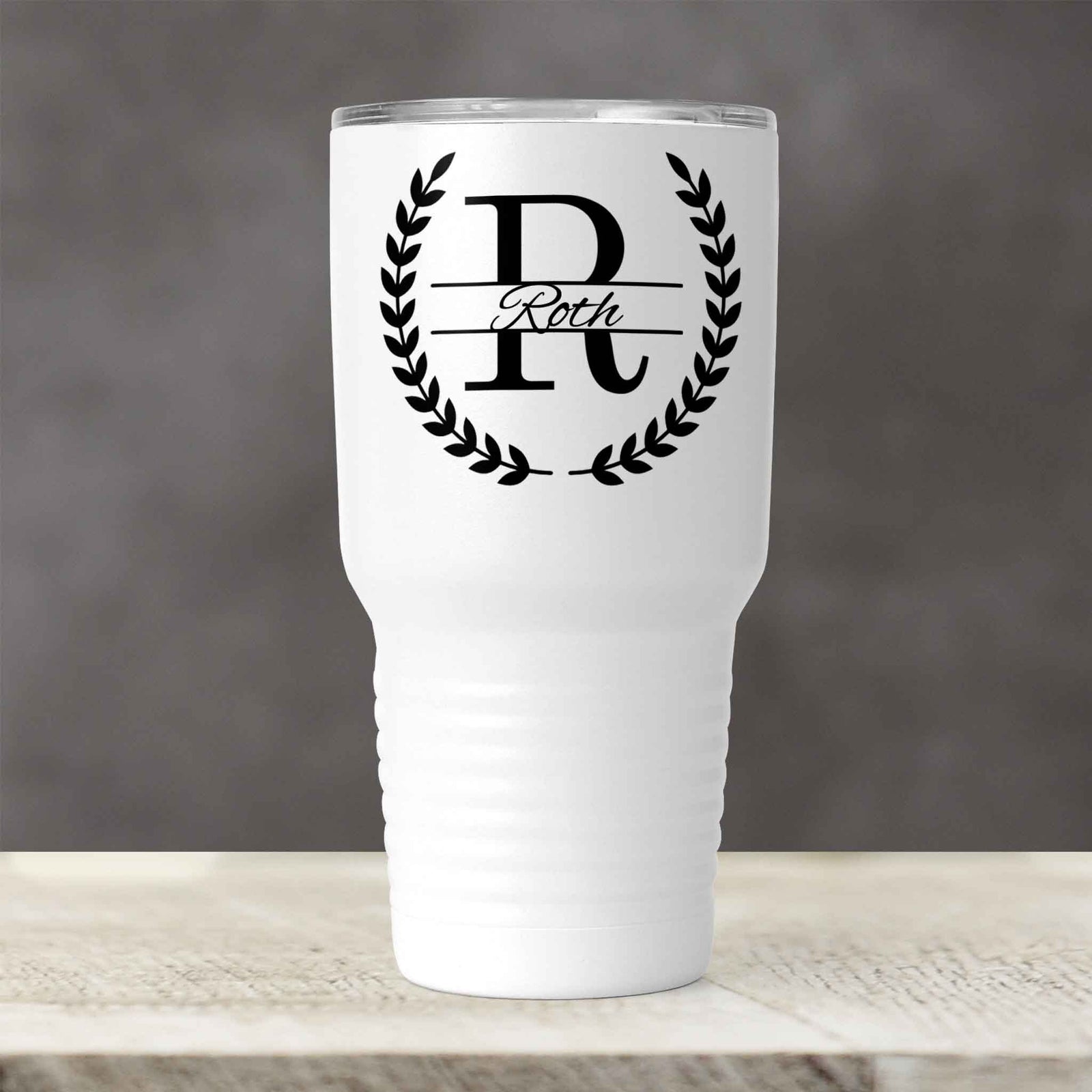 Personalized Tumbler | Custom Insulated Tumbler | Ringneck Travel Mug | Laurel Wreath Marble