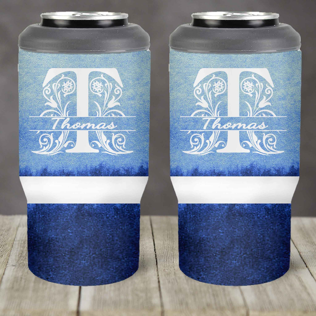 Custom Skinny Beverage Insulator | Personalized Tumbler | Blue Ombre