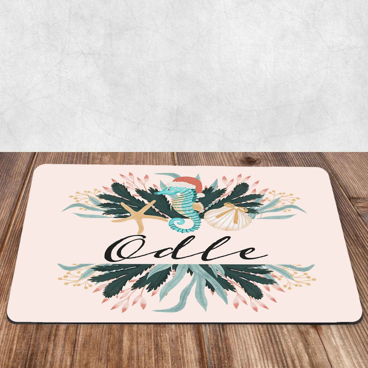 Custom Placemats | Personalized Dining and Serving | Christmas Seahorse Frame