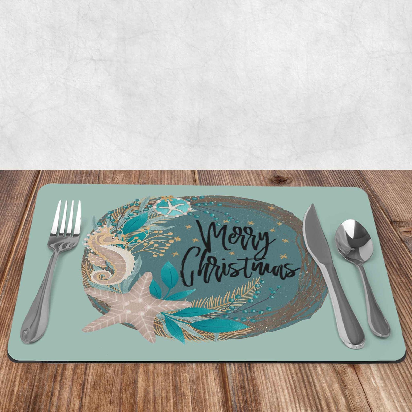 Custom Placemats | Personalized Dining and Serving | Seahorse Wreath