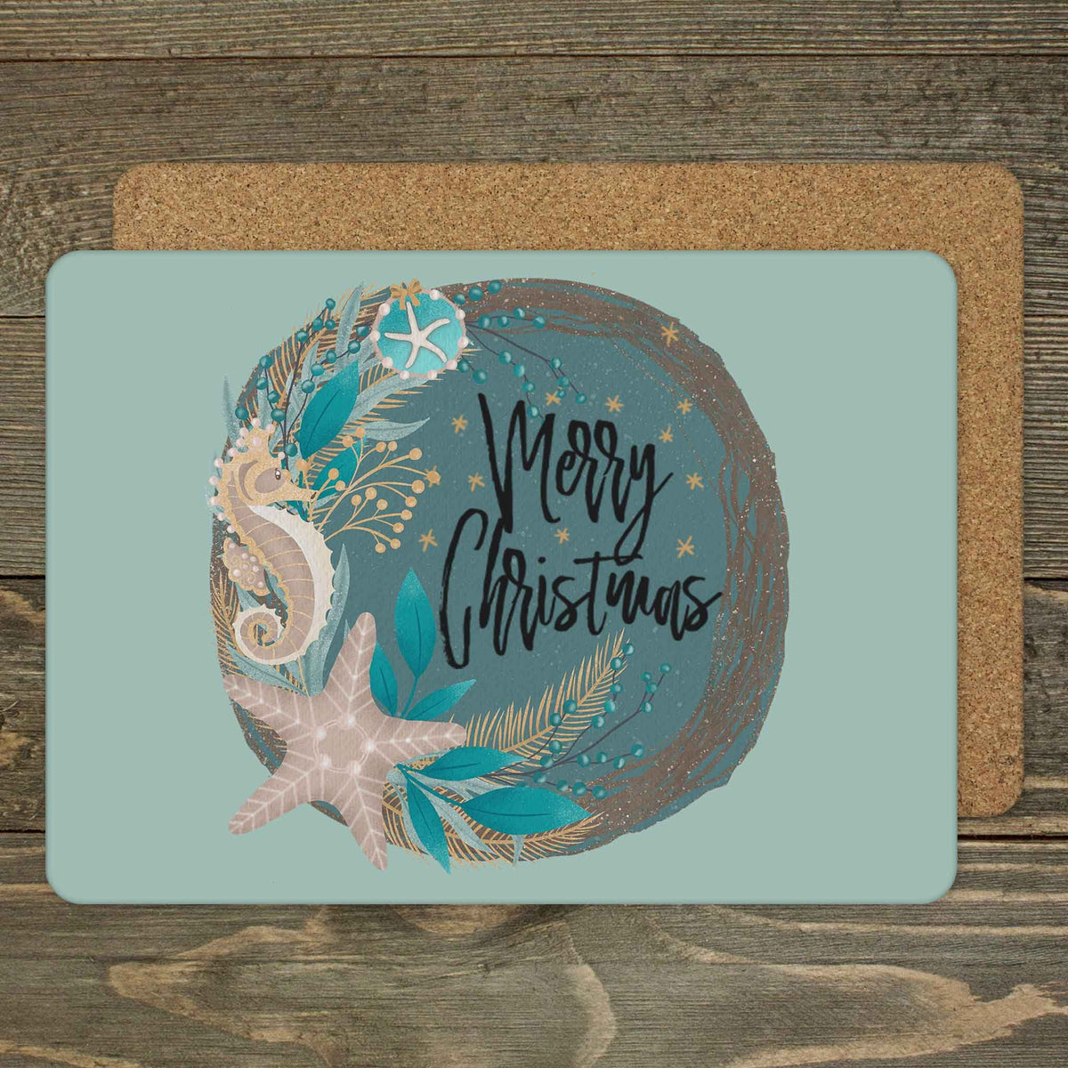 Custom Placemats | Personalized Dining and Serving | Seahorse Wreath