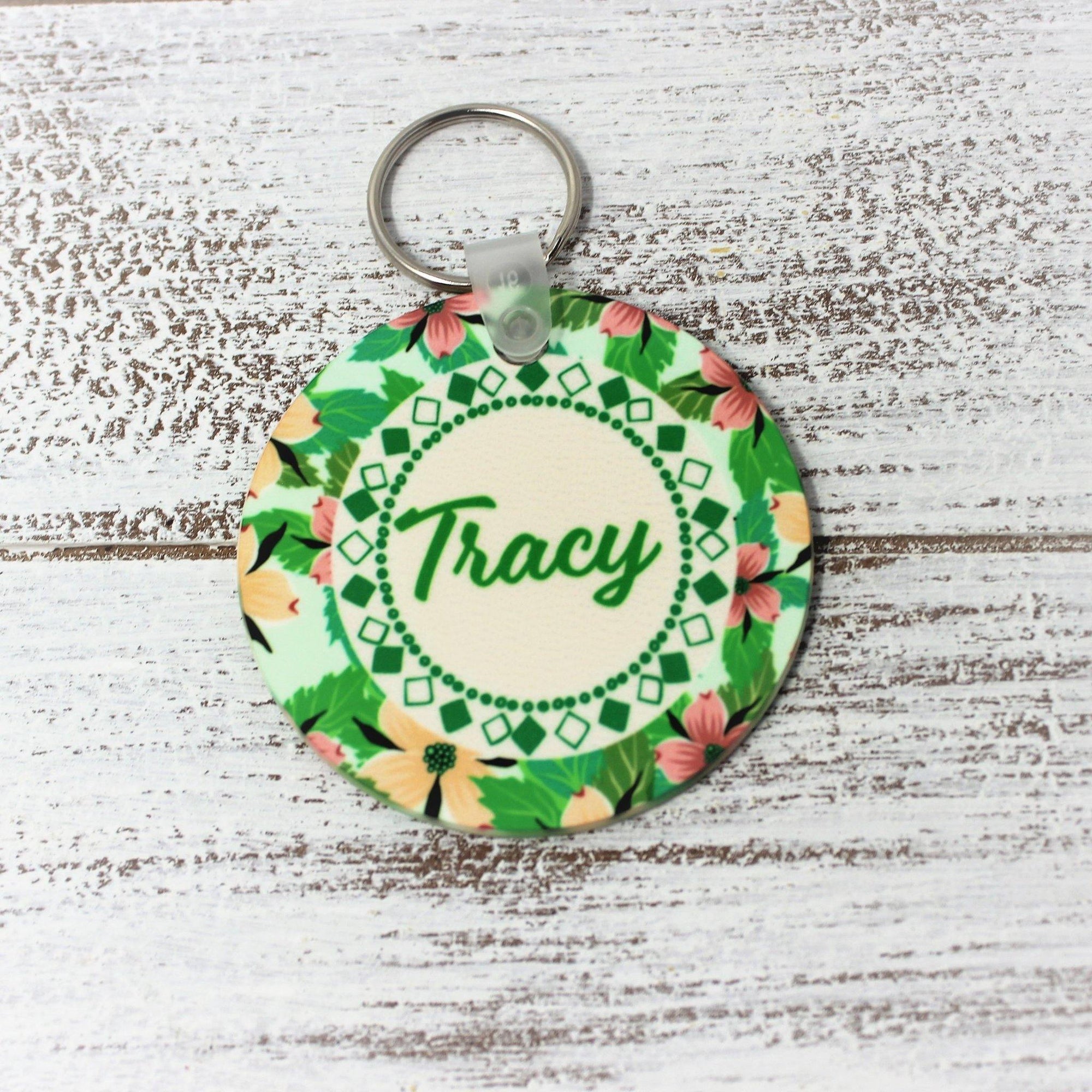 Monogrammed Key Chain | Personalized Key Chain | Floral Design - This & That Solutions - Monogrammed Key Chain | Personalized Key Chain | Floral Design - Personalized Gifts & Custom Home Decor