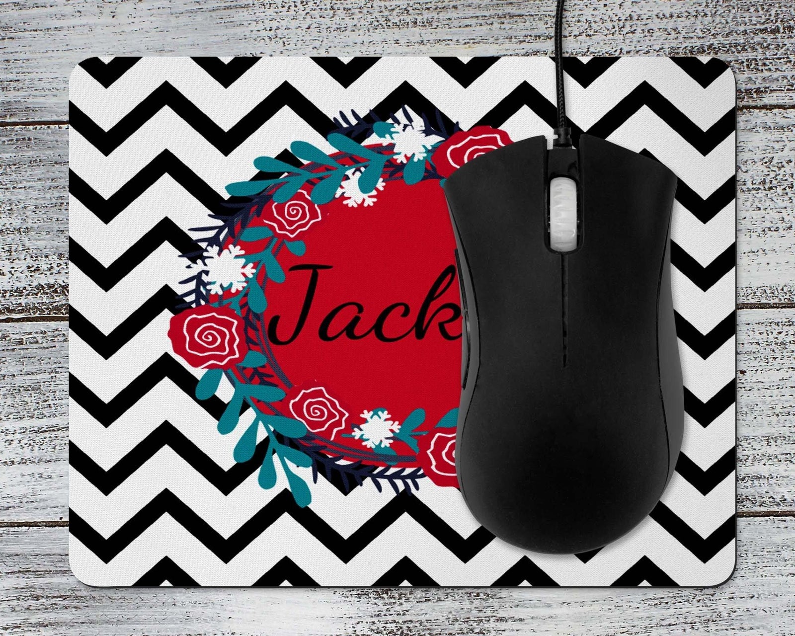 Monogrammed Mouse Pad | Personalized Mouse Pad | Black Chevron - This & That Solutions - Monogrammed Mouse Pad | Personalized Mouse Pad | Black Chevron - Personalized Gifts & Custom Home Decor